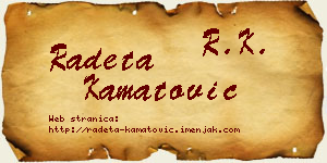 Radeta Kamatović vizit kartica